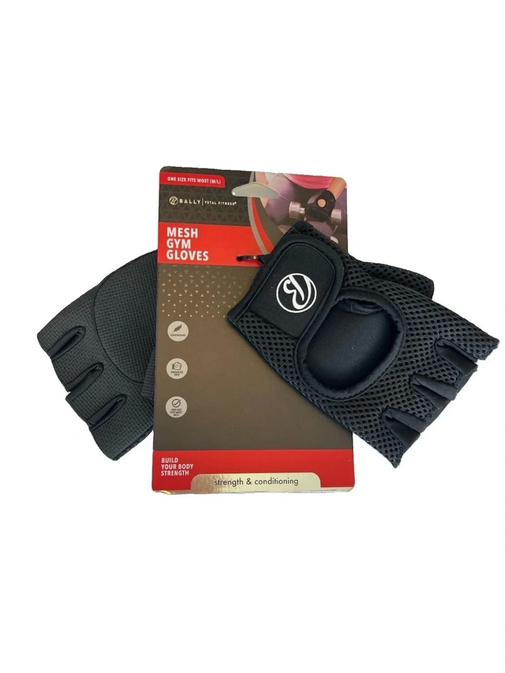 Bally Total Fitness Fingerless Mesh Training Gloves One Size Fits Most M/L